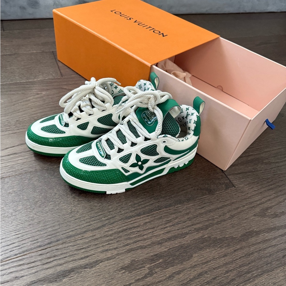 Louis Vuitton Green and White Skater Sneakers - Picture 2 of 7